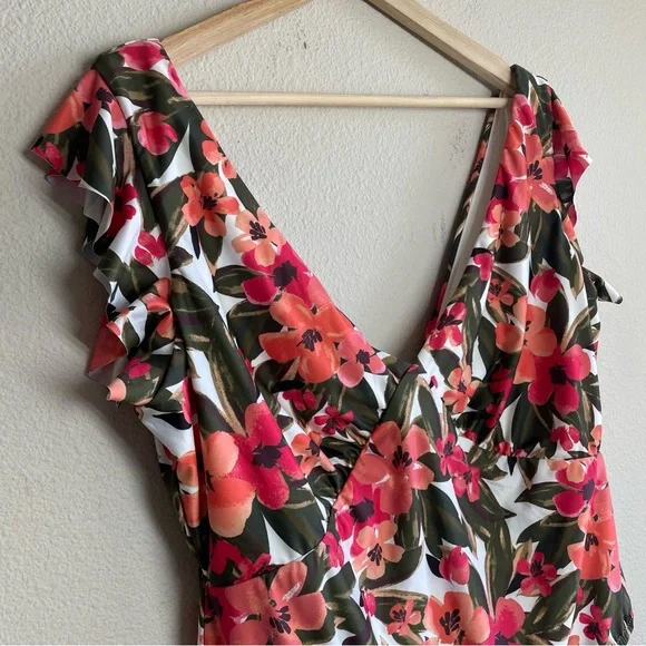 Anthropologie Floral One Piece Swimsuit - Pink and Green - Picture 3 of 12